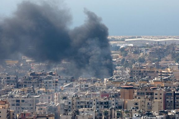 Israel striking Beirut's southern suburbs controlled by Hezbollah. October 2024