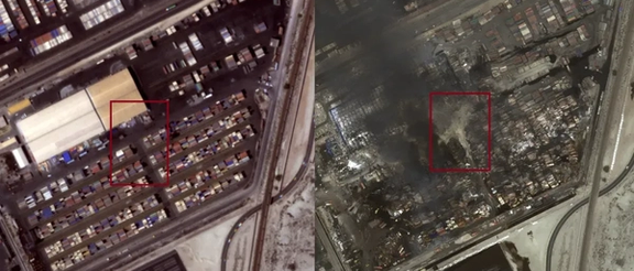 Epicenter of explosion in front of the administrative building of Sina Marine and Port Services Development Company