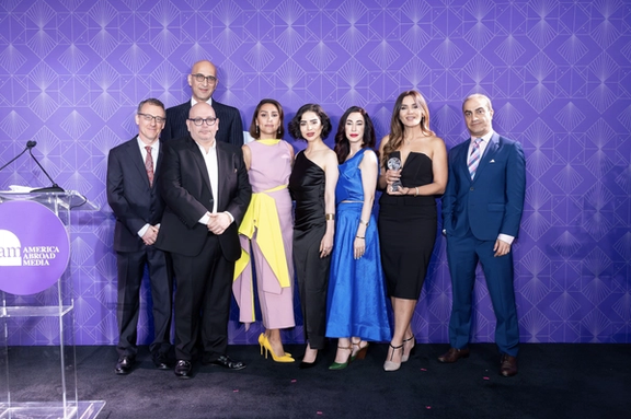 From left to right: Aaron Lobel, Jason Rezaian (front), Mehdi Parpanchi, Yeganeh Salehi, Marzia Hussaini, Samira Gharaei, Gelareh Hon, Arash Aalaei