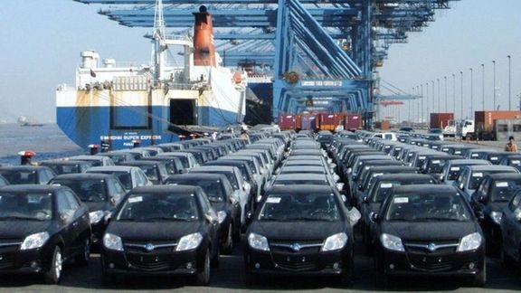 Imported cars in a southern Iranian port