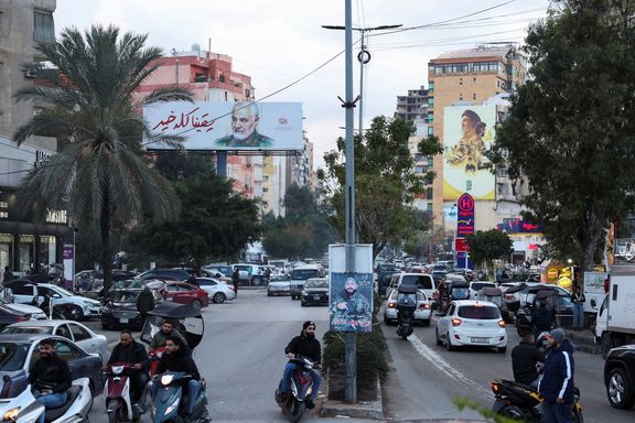 People ride on bikes in Beirut's southern suburbs, January 24, 2025.
