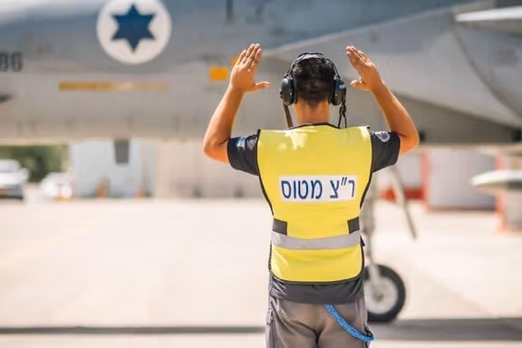 An Israeli Air Force fighter jet prepares for takeoff for airstrikes against Iran-backed Houthis in Yemen, May 16, 2025