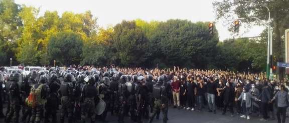 The first large protest rally in Tehran on September 19, 2022