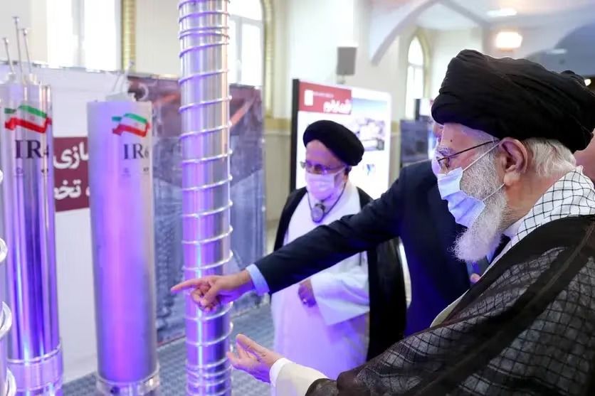 Iran's Supreme Leader Ali Khamenei visits the Iranian centrifuges in Tehran, Iran June 11, 2023.