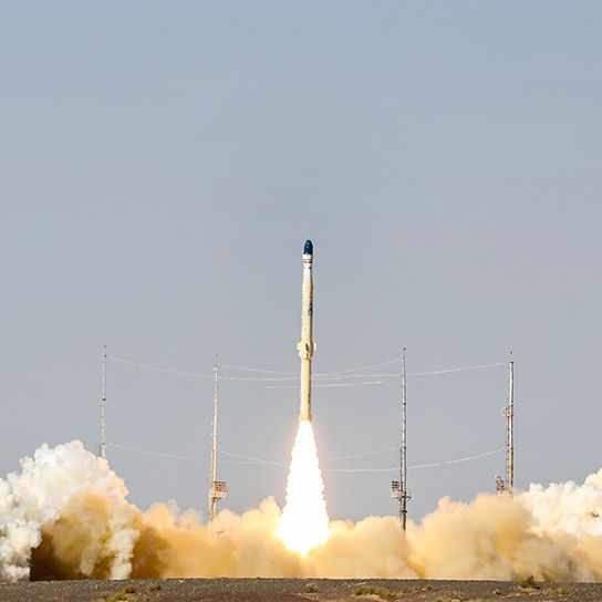 Iran's satellite carrier rocket Zoljanah lifting off from the launch pad