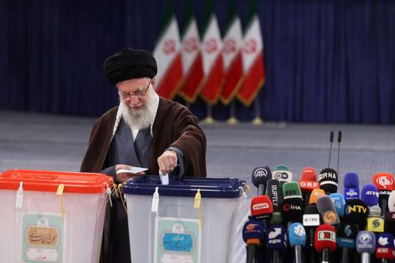 Supreme Leader Ali Khamenei voting in the March 1, 2024 parliamentary elections.