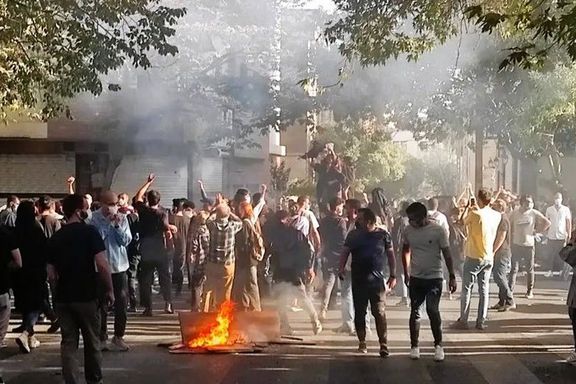 An undated photo of protests in Iran
