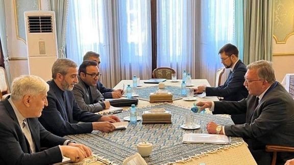Iran's chief negotiator Ali Bagheri-Kani meeting with Russia's Mikhail Ulyanov in the latest round of talks in Vienna, August 4, 2022