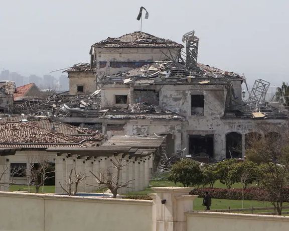 A villa in Erbil damaged by an Iranian missile attack. March 13, 2022