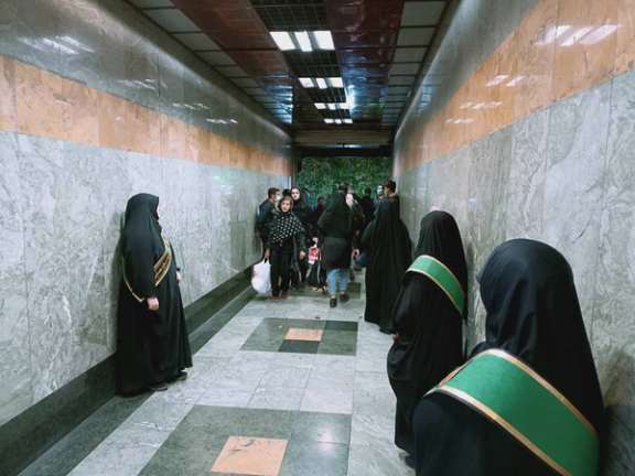 Hijab police at the entrance of a subway station in Tehran