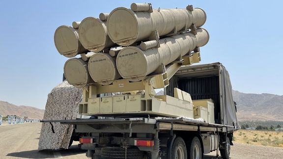 The Iranian Fath-136 artillery missile system, which resembles the US HIMARS.