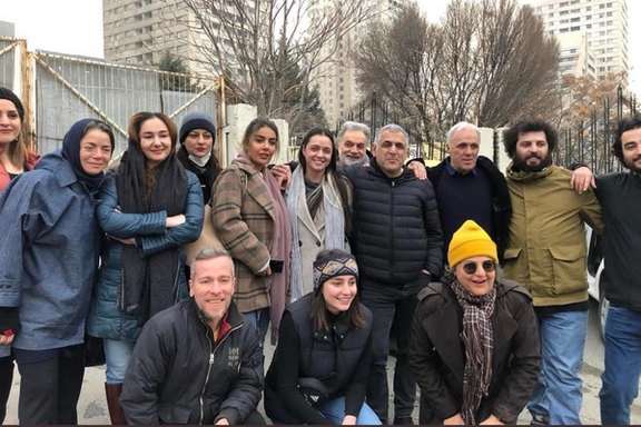 Actress Taraneh Alidousti (C) without veil after release from prison