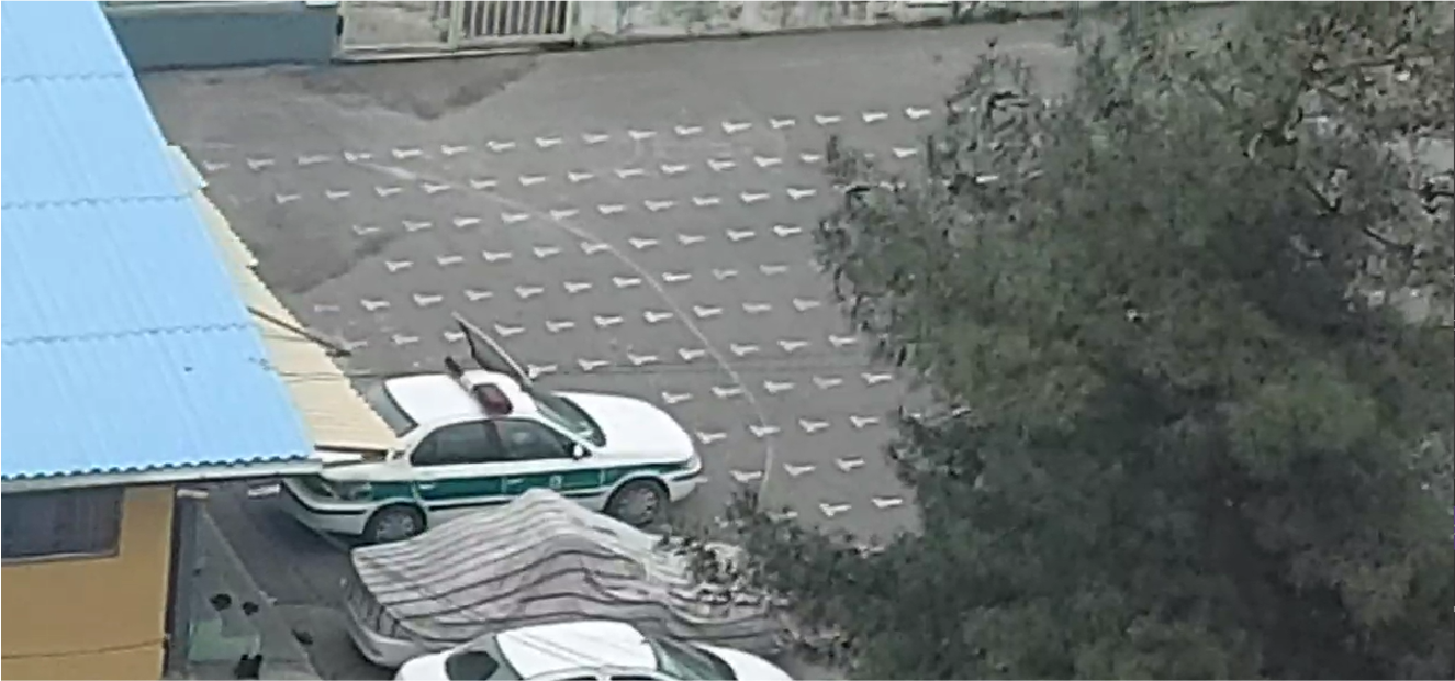 Photo caption: In the northern Iranian city of Tonekabon, footage sent to Iran International on March 10 showed a police car inside Chamran Primary School on Sheikh Fazlollah Nouri Street in a busy central area, with witnesses saying forces had moved from a nearby police station into schools.