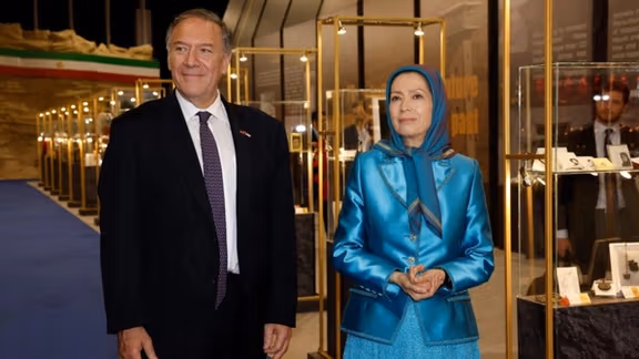 Former Secretary of State Mike Pompeo with Maryan Rajavi, leader of MEK