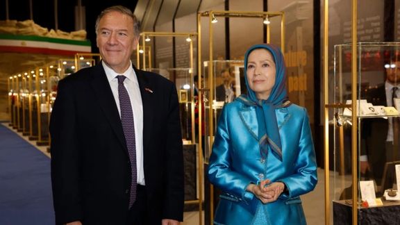 Former US Secretary of State Mike Pompeo visiting the MeK leader Maryam Rajavi in Albania in May 2022
