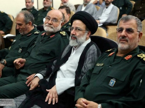 Undated photo shows Raisi with IRGC top commanders