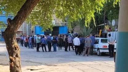 Striking workers of Haft-Tappeh Sugarcane complex in the southwestern Khuzestan province on October 18, 2022