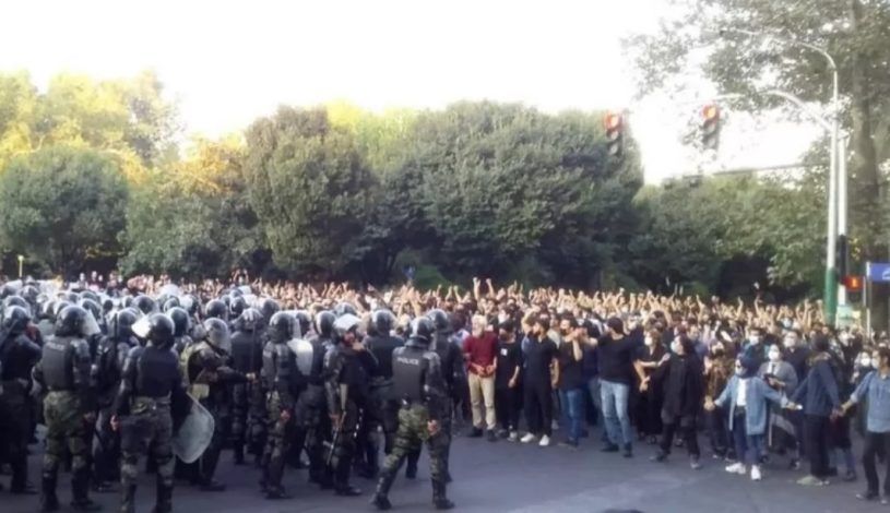 Tehran - Large Woman, Life, Freedom protests begin in September 2022.