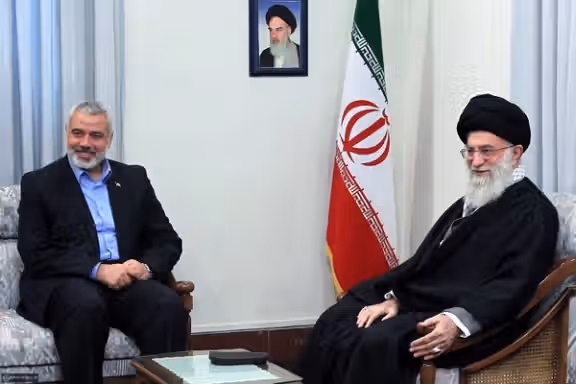 Hamas Leader Ismail Haniyeh and Iran's Supreme Leader Ali Khamenei in a meeting in Tehran