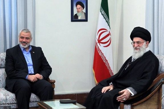 Hamas Leader Ismail Haniyeh and Iran's Supreme Leader Ali Khamenei in a meeting in Tehran