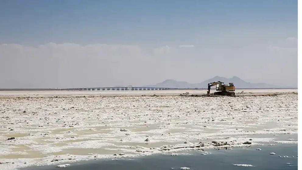 A photo of dried-up Lake Urmia