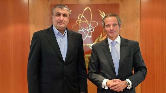 Iran's nuclear chief Mohammad Eslami and IAEA's Rafael Grossi, March 3, 2023