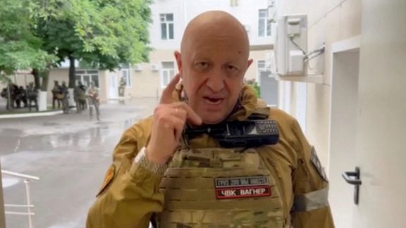 Wagner's Yevgeny Prigozhin speaks inside the headquarters of the Russian southern army, June 24, 2023