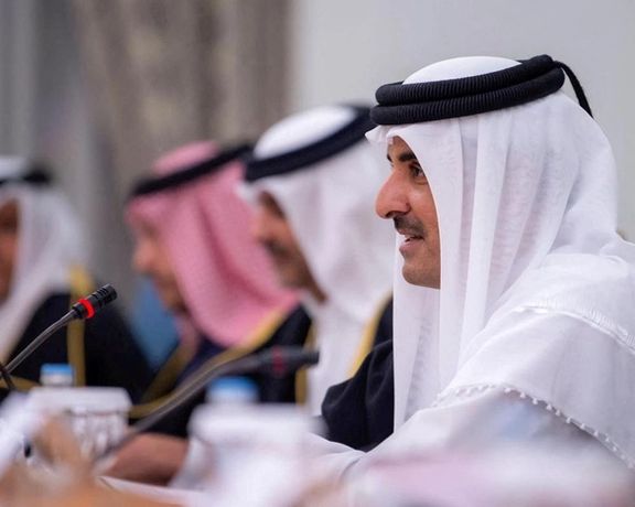 Qatar's Emir Sheikh Tamim bin Hamad al-Thani speaks in Doha, Qatar, December 8, 2021.