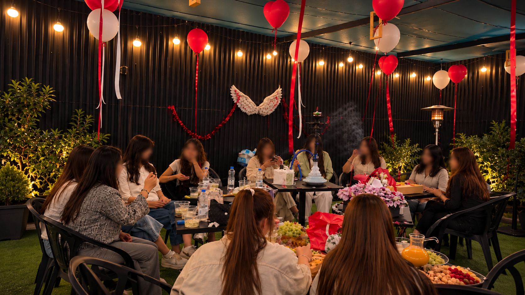 Women gather at a café in Iran.