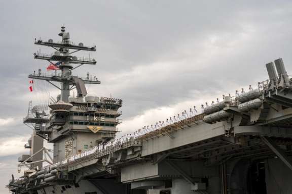 US aircraft carrier Eisenhower deployed in the Mideast, seen in October 2023
