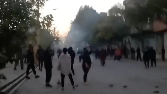 A screengrab from the protests in the city of Marivan in western province of Kordestan