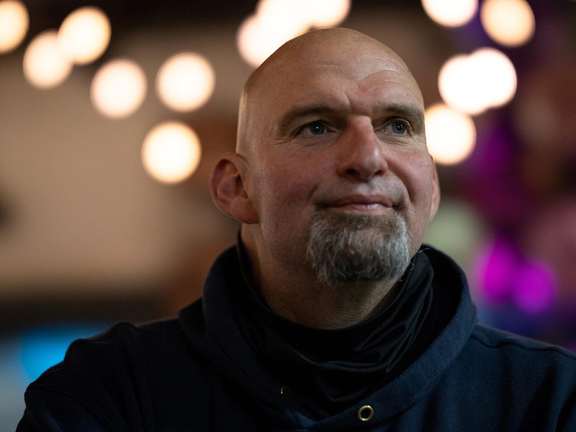 Democratic Senator John Fetterman poses for a portrait in an event in Pennsylvania before he won his Senate seat, May 1, 20222