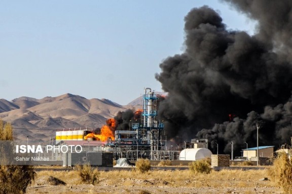 Fire at refinery reservoirs in the Birjand special economic zone in eastern Iran on December 10, 2023