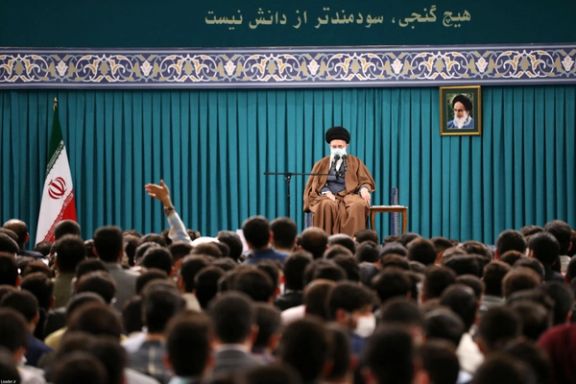 Iran’s ruler Ali Khamenei during a meeting on April 18, 2023