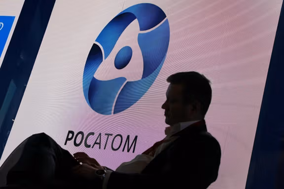 A participant is seen at the stand of Russian state nuclear agency Rosatom during the Russian Energy Week International Forum in Moscow, Russia October 13, 2021.