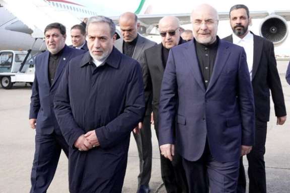 Parliament Mohammad Bagher Ghalibaf (right) and Foreign Minister Abbas Araghchi (left) depart for Doha on Tuesday, 5/25/2026