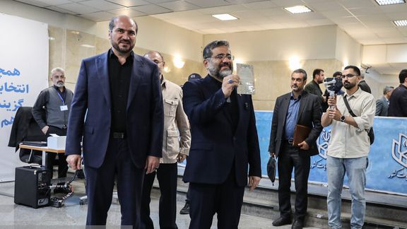 Culture and Islamic Guidance Minister Mohammad-Mehdi Esmaili registering as a presidential candidate on June 3, 2024