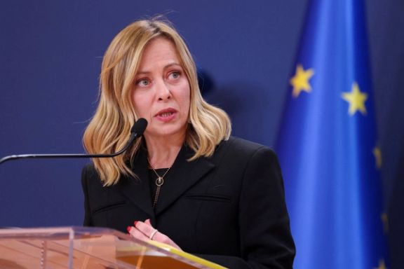 Italian Prime Minister Giorgia Meloni speaks during a press conference in Belgrade, Serbia, December 3, 2023.