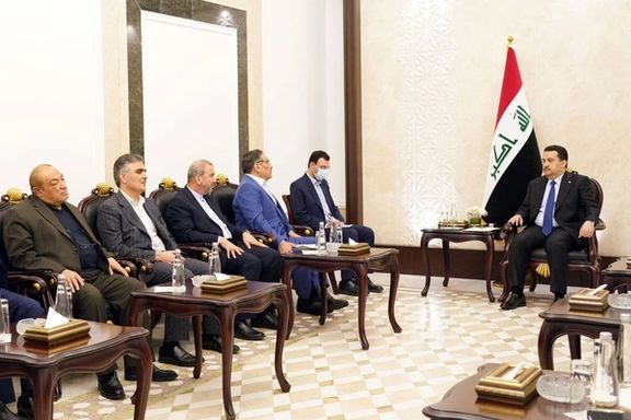 Iraqi Prime Minister Mohammed Shia al-Sudani meets with Iran's Supreme National Security Council secretary Ali Shamkhani, in Baghdad, Iraq, March 19, 2023.