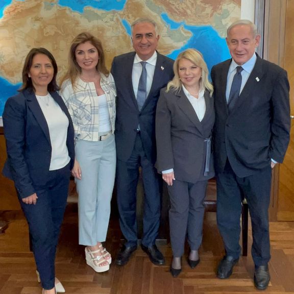 Iran's Prince Reza Pahlavi with Israeli Prime Minister Benjamin Netanyahu on April 19, 2023