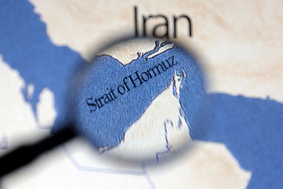 A map showing the Strait of Hormuz and Iran is seen in this illustration created on June 22, 2025.