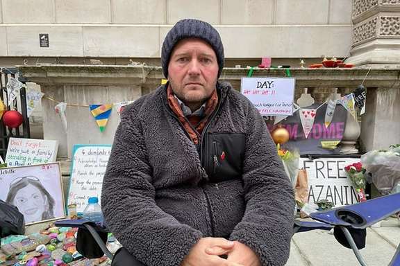 Richard Ratcliffe, outside the UK foreign office on hunger strike. November 10, 2021