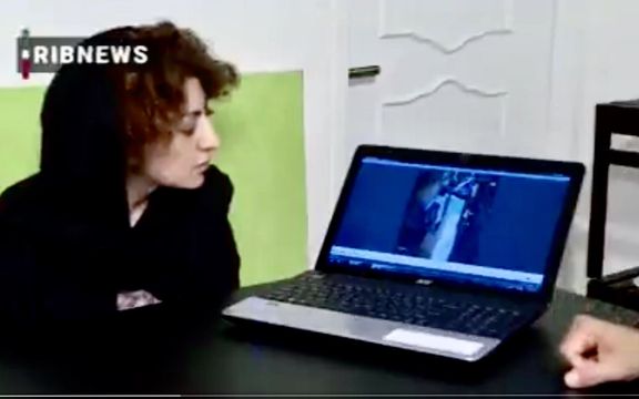 Nika's aunt, Atash Shakrami shown during her televised 'confession', October 5, 2022