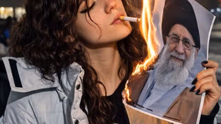 Lighting cigarette with burning Khamenei portrait becomes protest symbol