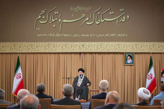 Iran's supreme leader Ali Khamenei speaks to government officials, Tehran, Sept. 7, 2025