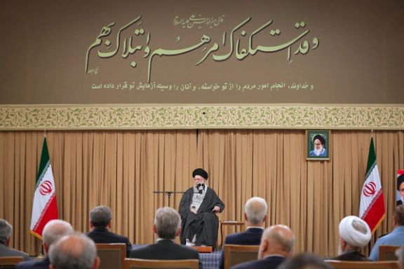 Iran's supreme leader Ali Khamenei speaks to government officials, Tehran, Sept. 7, 2025