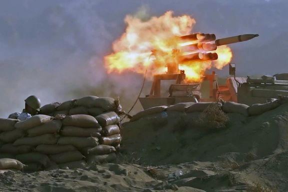 Members of the Iranian army fire missiles during the annual military drill, dubbed “Zolphaghar 99”, in the Gulf of Oman, Iran on September 8, 2020.