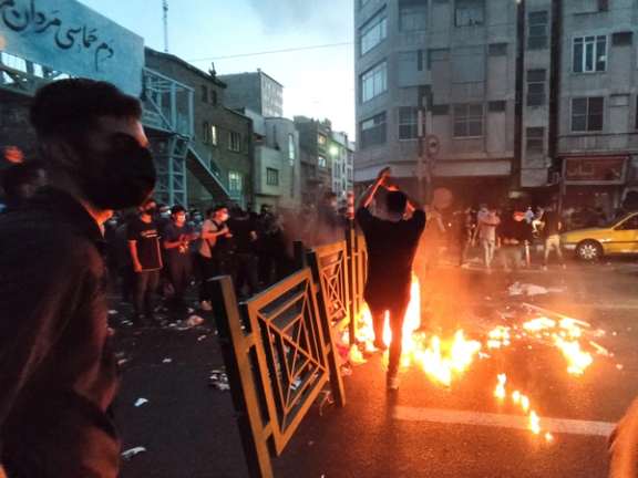 Protesters in Tehran on September 22, 2022