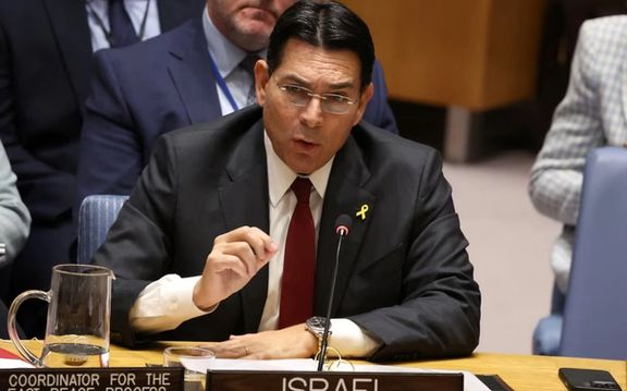 Israel's Ambassador Danny Danon addresses the UN Security Council meeting on the situation in Gaza, at U.N. headquarters in New York City, US, November 18, 2024.