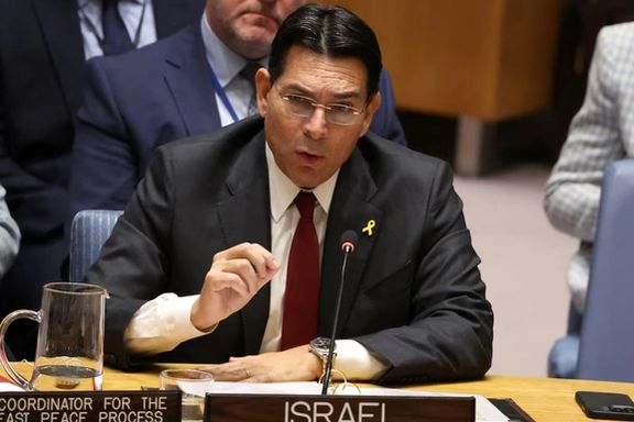 Israel's Ambassador Danny Danon addresses the UN Security Council meeting on the situation in Gaza, at U.N. headquarters in New York City, US, November 18, 2024.